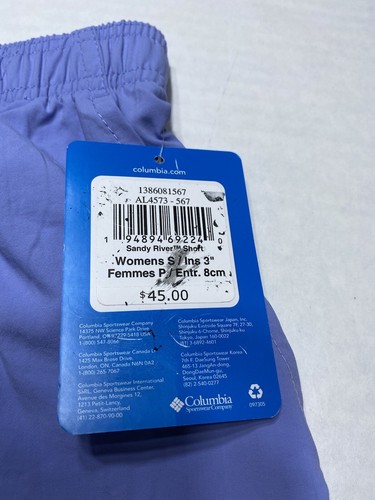 Columbia Women’s Sandy River Blue Shorts Swim Outdoor Reg Fit Sz S 3” Zip Pocket - Picture 3 of 12