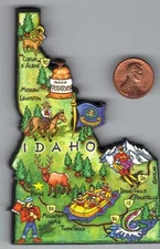  IDAHO   ARTWOOD STATE MAP MAGNET BOISE  TWIN FALLS  POCATELLO MOSCOW