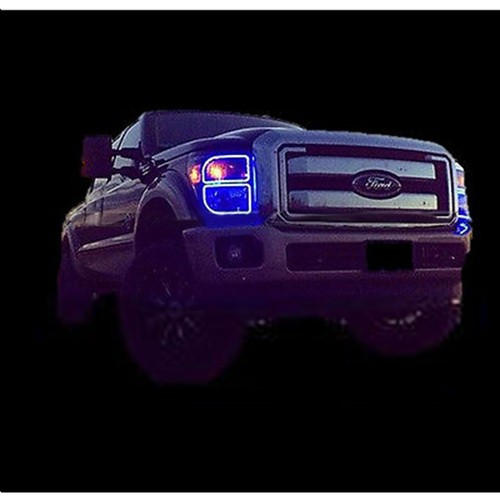 11-16 Ford F-250 Multi-Color Changing LED RGB Upper Headlight Halo Ring Set - Picture 9 of 11