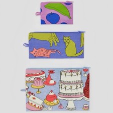 NEW! Baggu FLAT POUCH SET in  Still Life    R...