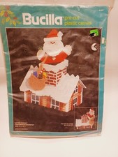 Bucilla Cross Stitch Christmas Santa Table Centerpiece Doorstop Yarn Vintage New