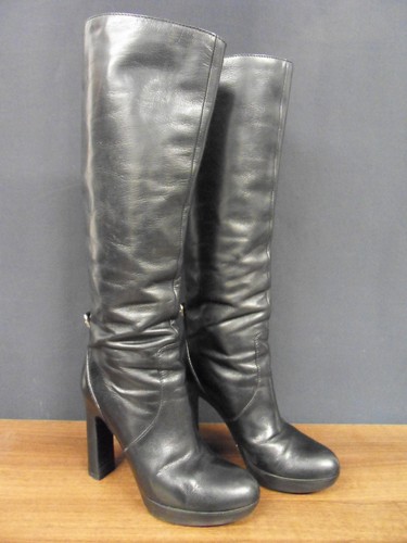 Vera PELLE NERA GUCCI LINEA DONNA STIVALI ALTI FINO AL GINOCCHIO-Taglia  35C-UK 2.5 | eBay