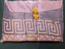 Dana Xu 100% Wool Shawl - Large Scarf with Fringe - Teal & Beige Abstract Print