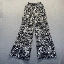 Karen Brooks Pants Womens Black Mid Rise Wide Leg Pockets,Large,USA,Elastic Wais