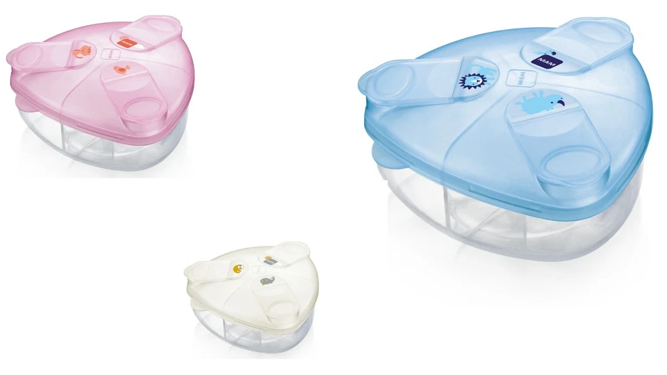 MAM Milchpulver Boxen mit 3 Kammern System Neu Kollektion