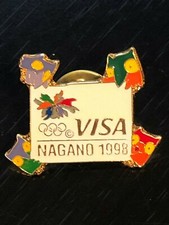 Vintage Collectible Olympic Visa Nagano 1998 Metal Pinback Lapel Pin Hat Pin