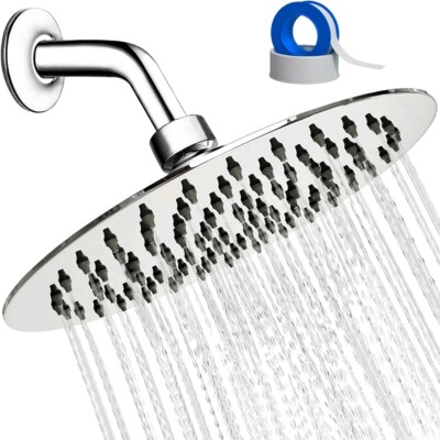 8 in Stainless Steel Rain Shower Head   High Pressure Rainfall   Bathroom Shower