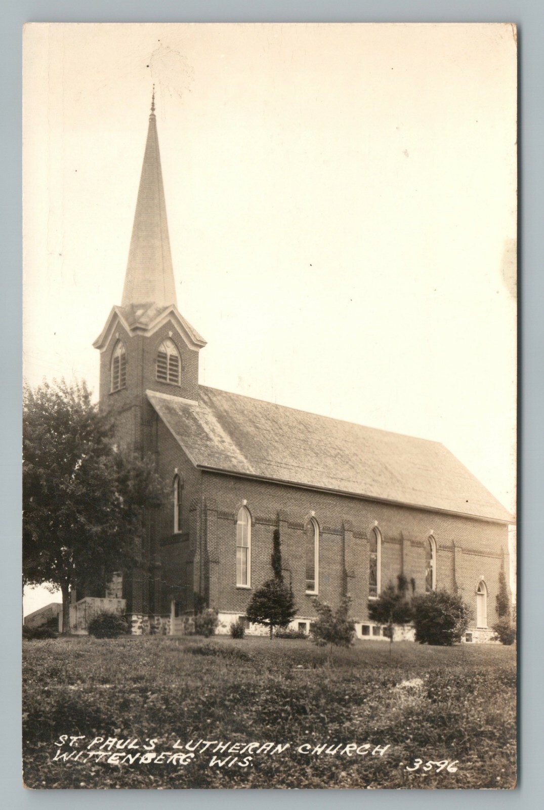 St. Paul's Lutheran Church WITTENBERG Wisconsin RPPC Rare Vintage Photo