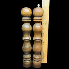 Vintage Tall Wood Salt  Pepper Peppermill Shaker Grinder Japan Brown Working
