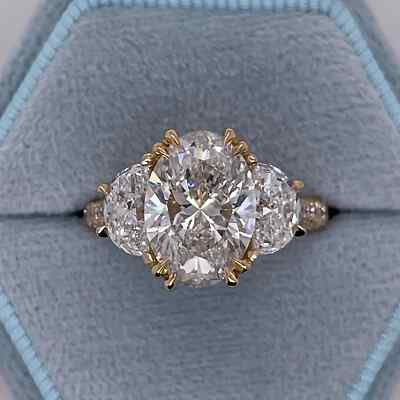 Unique 4.00 Carat Total E/VVS2 IGI CERTIFIED Oval Lab Grown Diamond Trellis Ring