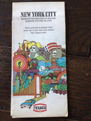 New York City Manhattan Brooklyn Bronx Queens Staten Island Texaco map 1971