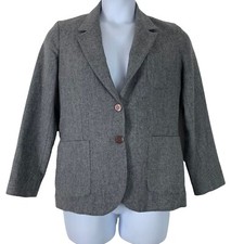 Vintage Blazer Size 13 BT Juniors Gray Button Front Pockets Lined Womens Jacket