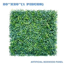 20in Artificial Faux Plant Boxwood Leaf Fence Panel Wall Home Decor Grass Mat