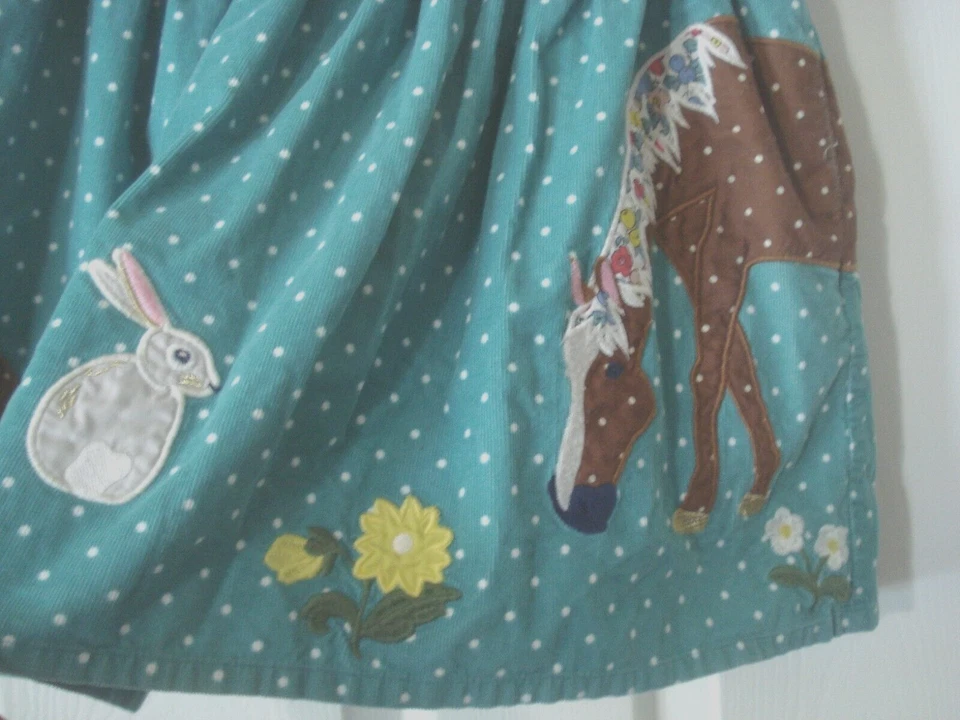 Falda Mini Boden Pana Caballo Floral Conejito Apliques Talla 11/12 NUEVA Foto 3 de 4