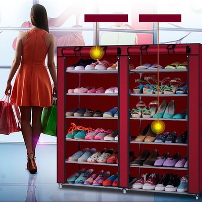 6 Tier Shoe Rack 12 Lattices Detachable Non-Woven Waterproof Fabric Space Saving