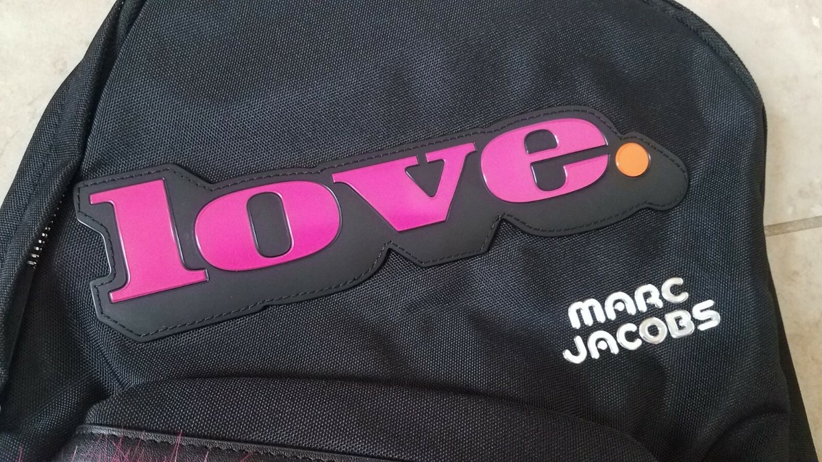 Marc Jacobs Love Canvas and Pink Fur Backpack Marc Jacobs Lipstick Heart Canvas Tote Bag | TikTok main image 4