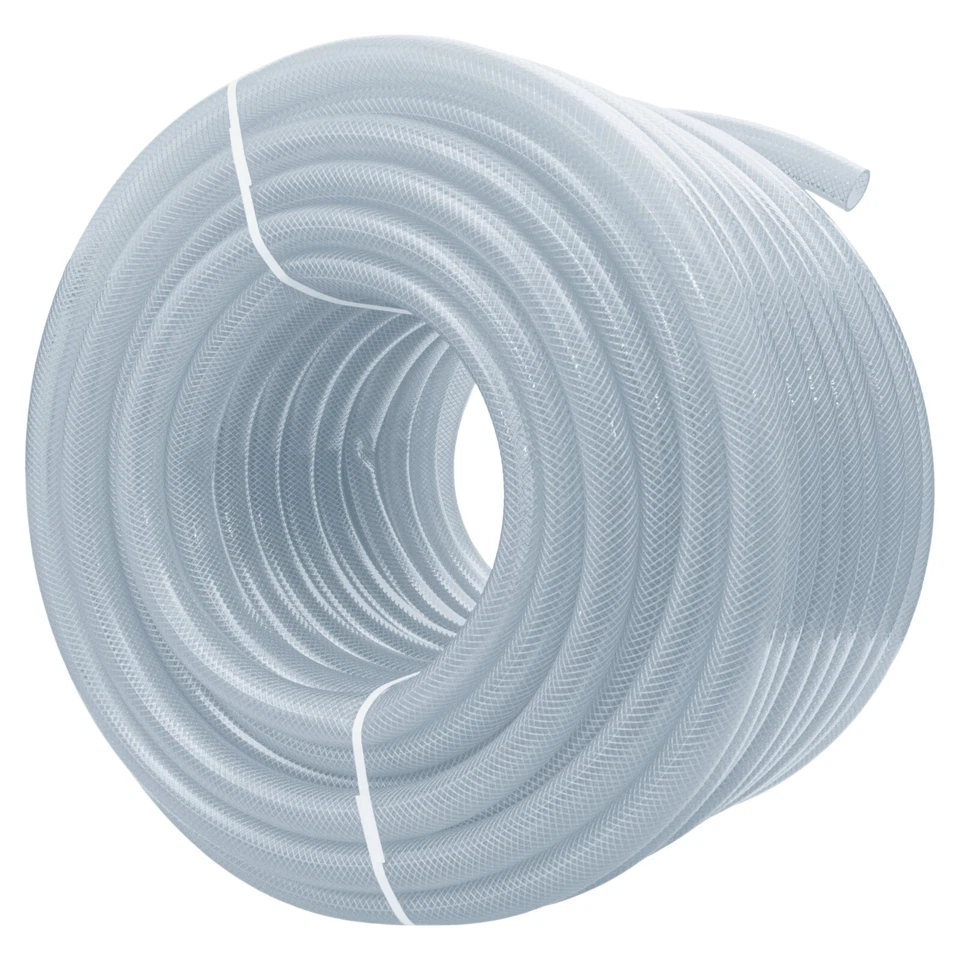 COSTWISE Clear PVC Braided Reinforced Pipe Tube Hose - Food Grade, Oil, Water, Gas Safe