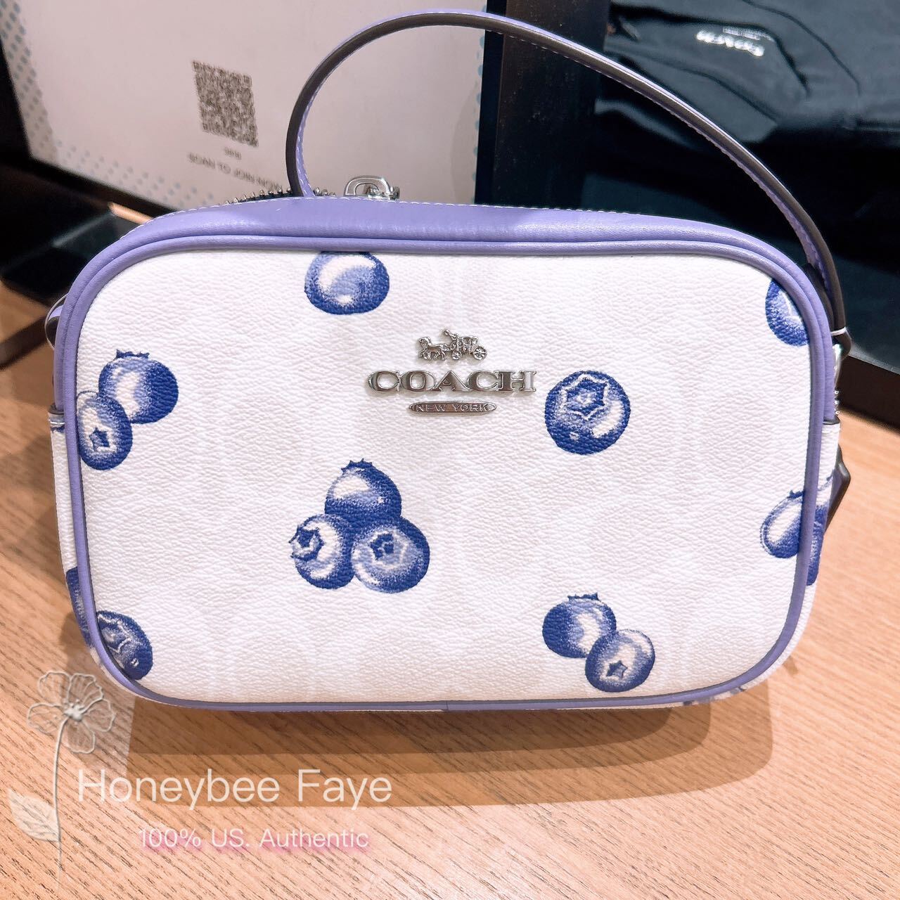 NWT Coach  Mini Jamie Camera Bag In Signature Canvas With Cherry/Blueberry Print