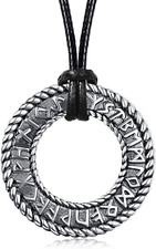 Rune Necklace 925 Sterling Silver Viking Necklace for Men Vikings Amulet Pendant