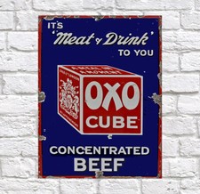 OXO Cube,Meat & Drink Retro metal Tin  Vintage Sign Garage Man Cave Shed Gift