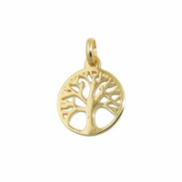 AnhäNger Halsschmuck 12Mm Baum Des Lebens Lebensbaum, Rund, 375 Gold Gelbgold
