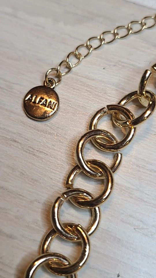 Collar vintage Alfani tono dorado piedras color ámbar babero 20" Foto 3 de 4