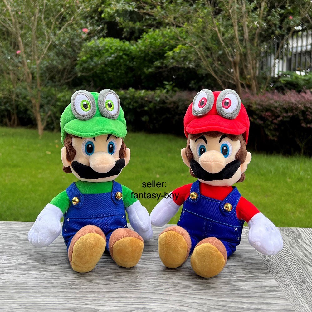 2Pcs Super Mario Bros Plush Cappy Hat Luigi Mario Odyssey Stuffed Toys Soft  Doll