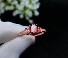 Natural Garnet ring ,925 Sterling Silver ring engagement ring ,Oval cut ring