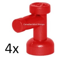 New Lego 4 Red Tap 1 x 1 without Hole in Nozzle End 4599b 4599