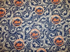 NEW YORK METS MLB 100% COTTON 1  YARD  PIECE  BRAND NEW DESIGN "GO METS"