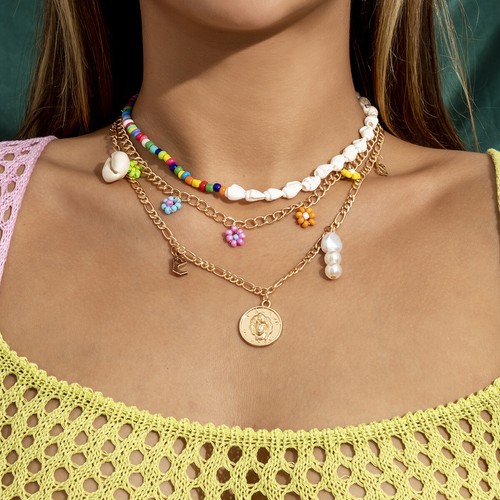 3 PCS Set Multilayer BOHO Choker Beads 