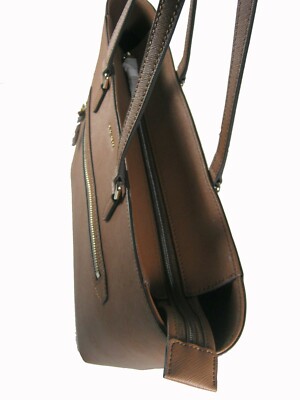 DKNY Donna Karan Brown Cow Hide Leather Tote Hand Bag New