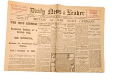 Britain At War WW1 replica - Memorabilia Newspaper - broadsheet 5th August 1914