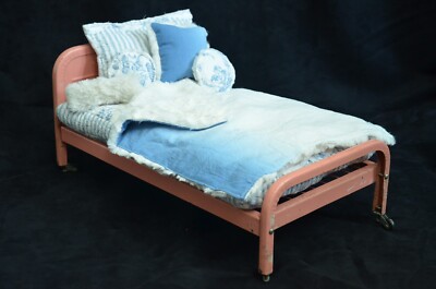 Amsco Doll Bed Metal Toy Doll-E-Bed w/Casters - fits 18'' Doll - Custom Bedding