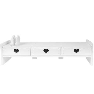 DIYEAH Keyboard Storage Rack - Monitor Riser with Drawers for Office White 