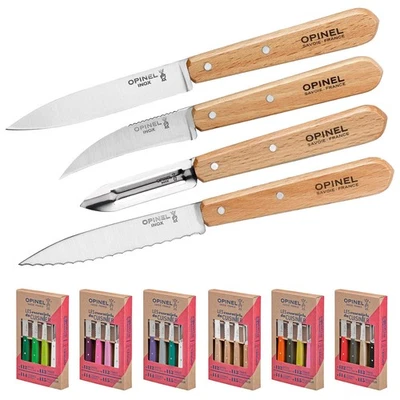 OPINEL Küchenmesser Set 4 tlg. Kochmesser Obst Messer Schälmesser Stahl 6 Farben