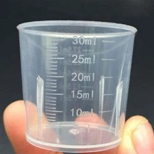 30ml Clear Measuring Cups - 10 Pack Transparent Kitchen Lab Beakers