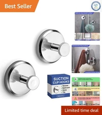 Waterproof Chrome Suction Hooks - Easy Installation for Bath, Towel, or Robes