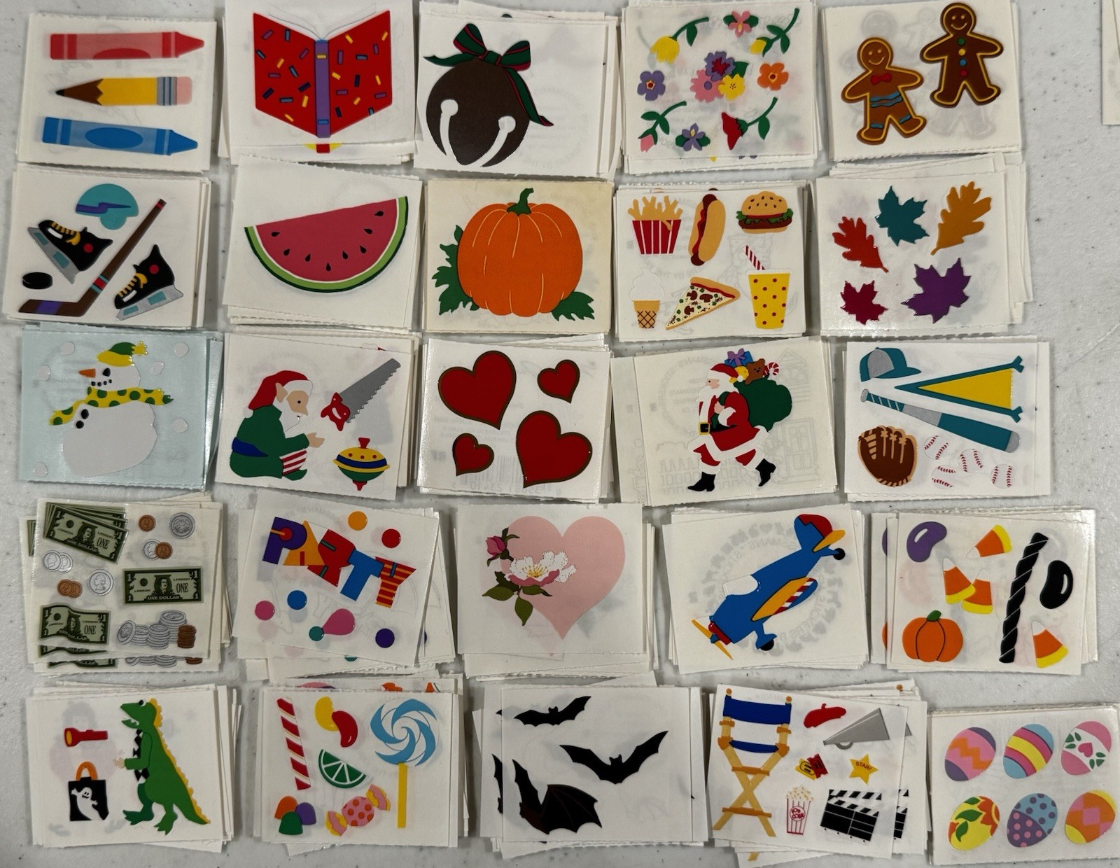 Vintage Mrs. Grossman's Lot of 25 mod sticker strips 2" x 1.5", various themes