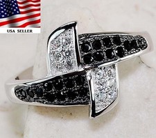 Treated Black Sapphire  Topaz 925 Sterling Silver Ring Jewelry Sz 6 UB3-4