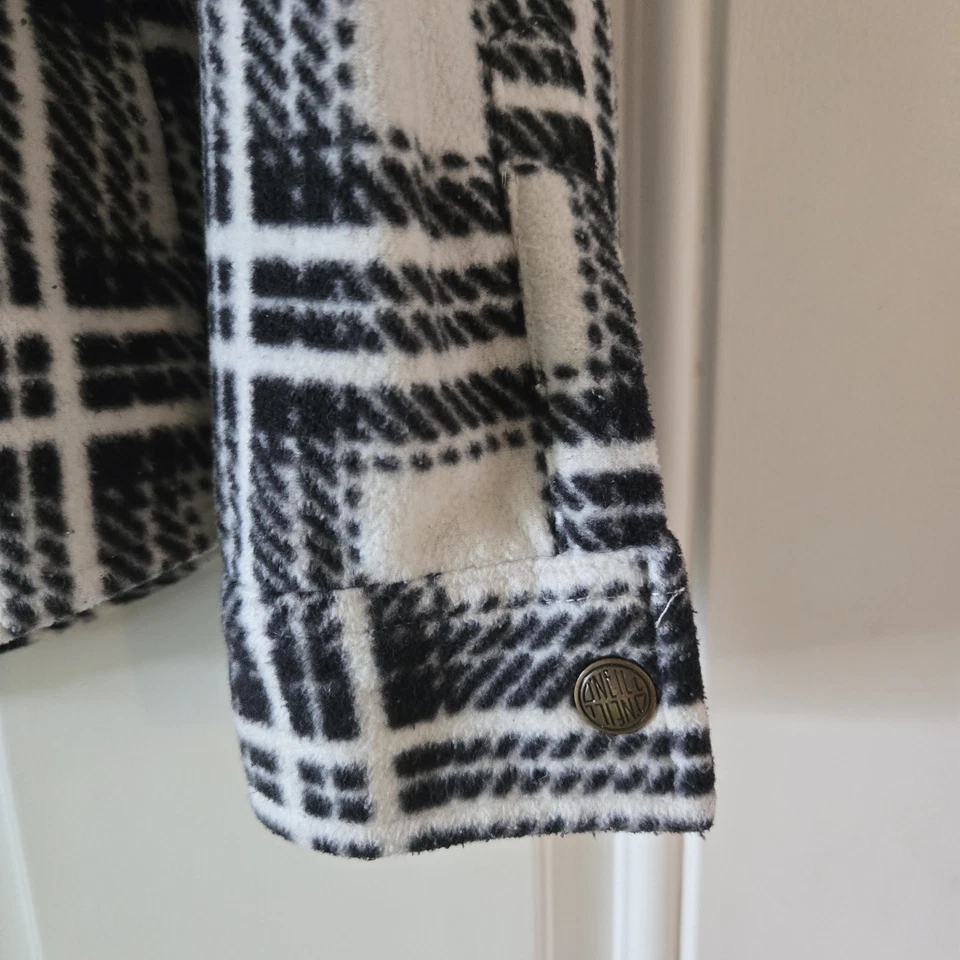 Chaqueta con botones de lana a cuadros O'Neill para niñas talla M negra blanca franela Foto 4 de 4