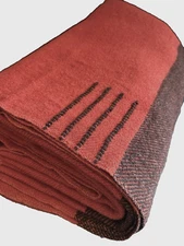 Vtg Hudson Bay Company 4 Point Wool Blanket Wild Cranberry England 83"x66” Nice