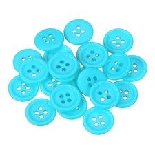 22 Pcs Resin Round Buttons for Craft, 4 Holes Sewing Snaps, Sky Blue (15mm)