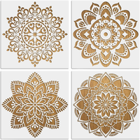 4 StüCk Groß Mandala Schablonen Stencils Set, Wiederverwendbares DIY Malerei Vor