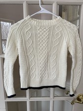Crewcuts Sweater Unisex Kids Medium Cream Cable Knit Crewneck 100 Cotton