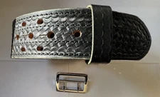 Dutyman Size 46 Full Grain Leather Duty Belt - Black Basketweave With Buckle