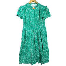 Vintage Karin Stevens Dress Womens 10P Green Pleated Cottagecore 80s Office