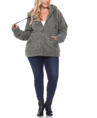 White Mark Plus Size Hooded Sherpa Jacket 840060469221 2X RT $68.0