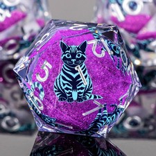 Cat Liquid Core DND Dice Set with Gift Box, 7Pcs Resin Dungeons Sharp Edge D&...