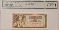 Yugoslavia 1968 10 Dinara Bank Note Superb Gem New 67 PPQ Legacy